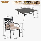 Sophia and William Outdoor Patio Dining Set for 8, Outdoor Table and Chairs, Removable Seat Cushions, 60" Square Black Patio Dining Table Sophia & William