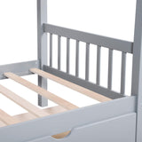 Harper & Bright Designs Twin L-Shaped Bunk Bed with Storage Drawers, Wooden Bunk Bed for 4, Grey Harper & Bright Designs