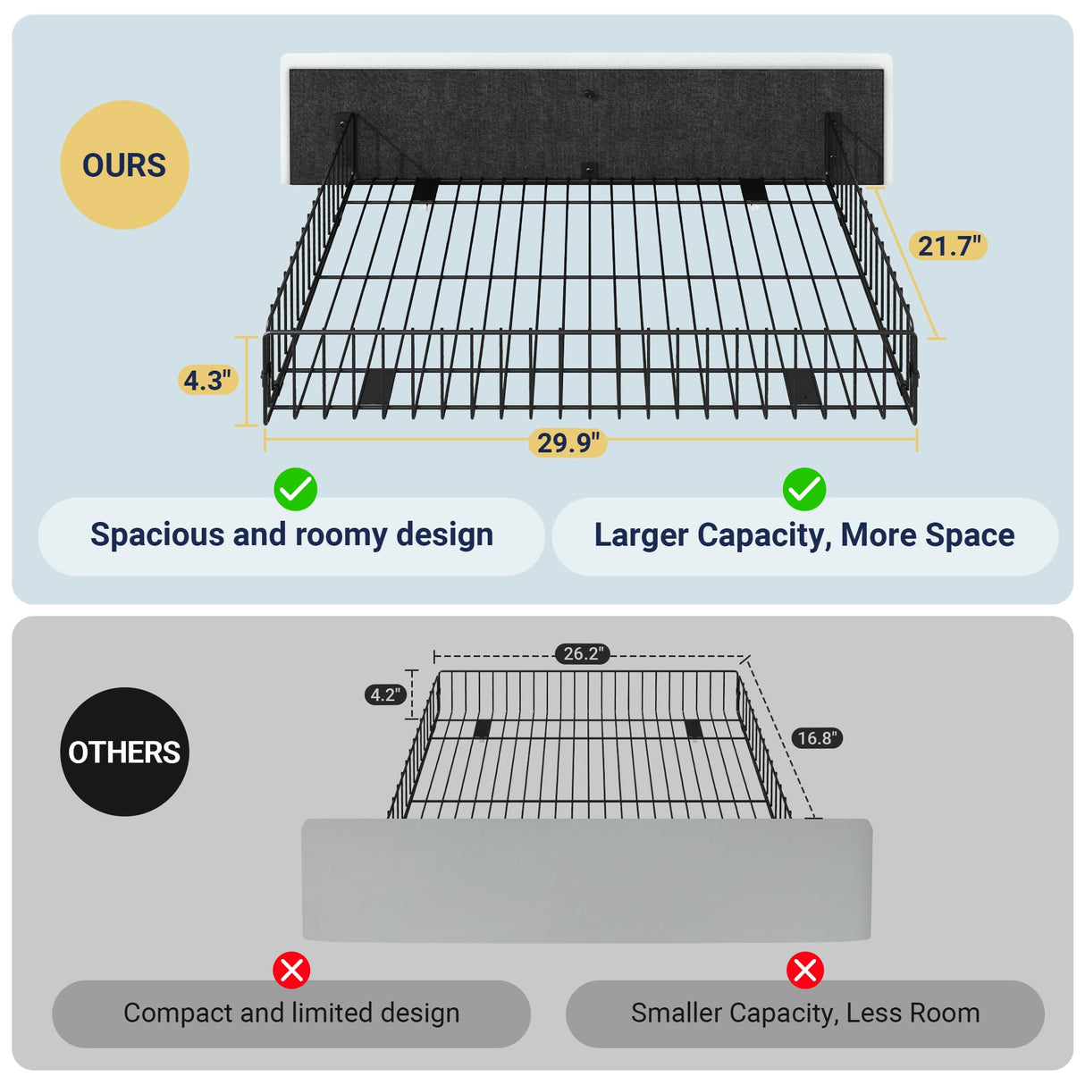 Allewie Upholstered Full Size Platform Bed Frame with 4 Storage Drawers and Headboard, Diamond Stitched Button Tufted, Mattress Foundation with Wooden Slats Support, No Box Spring Needed, White Allewie