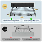 Allewie Upholstered Full Size Platform Bed Frame with 4 Storage Drawers and Headboard, Diamond Stitched Button Tufted, Mattress Foundation with Wooden Slats Support, No Box Spring Needed, White Allewie