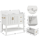 IRONCK Bathroom Vanity with Sink, 36" Farmhouse Bathroom Cabinet with 2 Drawers & Storage for Guest Baths Master Suites or Rental Units IRONCK