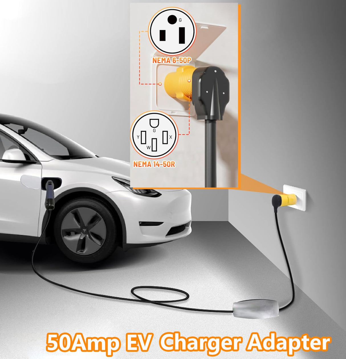 EV Charger Adapter NEMA 6-50P to 14-50R forTesla Adapter Cord, 240V 50 Amp 3 Prong Welder Plug to 4 Prong EV Charging Connector, Welder Welding Dryer EV Charger Power Cord Adapter anlvico