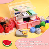 JUPEAN 221 Pcs Needle Felting Kit Needle Felting Starter Kit Needle Felting Supplies Including 43 Color Wool Roving Felting Molds Foam Mat and 4 Sizes Felting Needles for DIY Craft Project JUPEAN