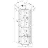 Anveffeg Corner Curio Cabinet with Glass Shelves, Tempered Glass Doors, Solid Wood Legs, 70H x 22W x 16.95D inches (Walnut) Anveffeg