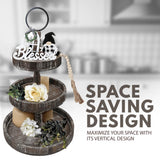 AONEHOME Adjustable 3 Tiered Tray Stand with 3 pcs Farmhouse Decor for Party AONEHOME