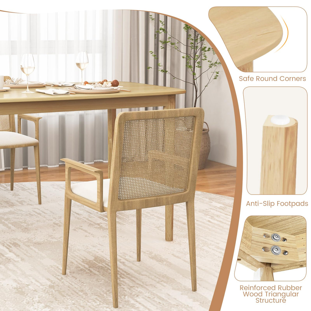 Giantex 48" L Rectangular Wooden Dining Table, Solid Rubber Wood Kitchen Table, Farmhouse Dinner Table, Kitchen Dining Room Home Furniture, Load 330 Giantex