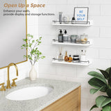 Forbena White Floating Shelves Bathroom Shelves Over Toilet Set of 3, Bathroom Organizers and Storage Shelves Wall Mounted, Modern Wood Corner Wall Shelf for Bedroom Closet -White and Dark Grey Forbena