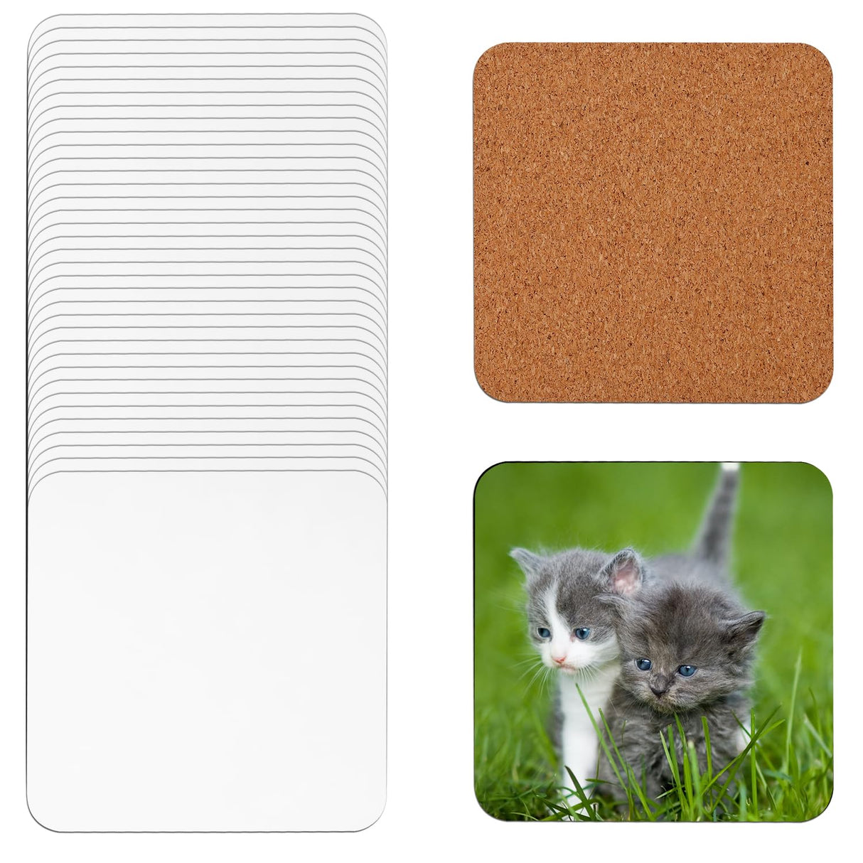 40pcs Sublimation Square Coasters, Cardboard Coasters, 4x4in MDF Hardboard Coaster MDF Wooden Coaster Sublimation Cork Coasters Bulk for DIY Crafts Painting Home Decoration NQEUEPN