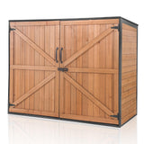 Aivituvin Outdoor Storage Cabinet Trash Can Storage Shed Upgraded with Metal Frame for Garbage Can, Gardening Tools and Accessories 50" L x 27.6" D x 41" H Aivituvin