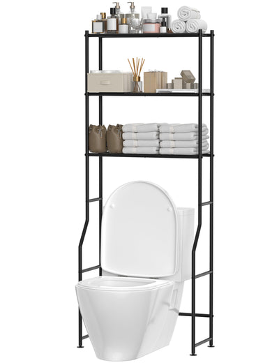ASCENREST 3-Tier Over The Toilet Storage, Freestanding Metal Bathroom Shelves, Space Saver Above The Over Toilet Storage Shelf for Bathroom, Black