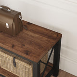 BON AUGURE 2 Tier Shoe Bench with Storage, Wood Metal Entryway Bench, Industrial Shoe Rack Bench for Entrance, Hallway, Mudroom, Bedroom, Indoor (Rustic Oak) BON AUGURE