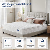 Vesgantti 12 Inch Multilayer Hybrid California King Mattress - Multiple Sizes & Styles Available, Ergonomic Design with Memory Foam and Pocket Spring, Medium Firm Feel, White Vesgantti