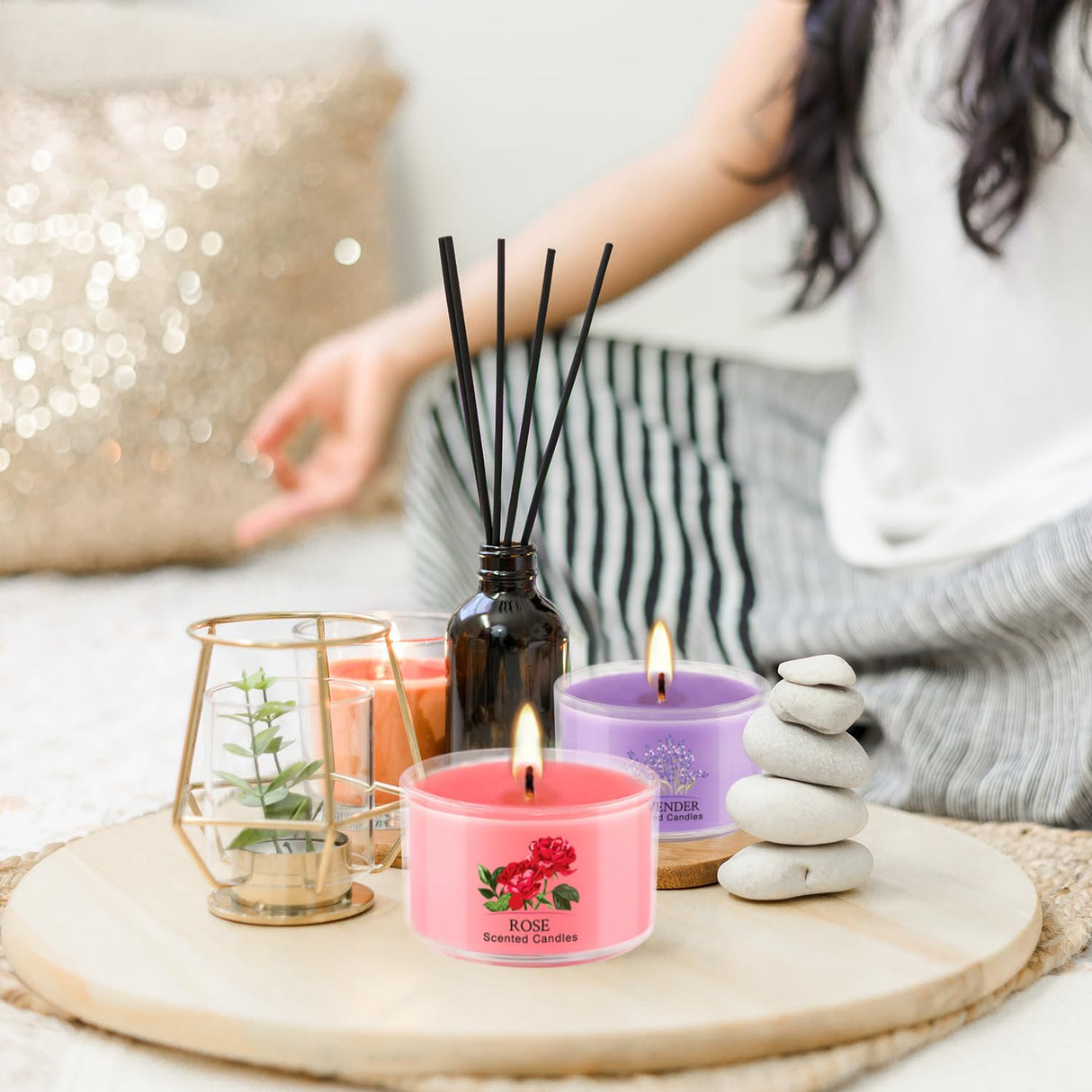 Scented Candle Set of 40 * 35g, 10 Fragrances, Soy Wax, Smokeless, with Cotton Wick,Long-Lasting Burn time for Home Décor,Relaxation,Romantic Dinner,Gift pliadvbu