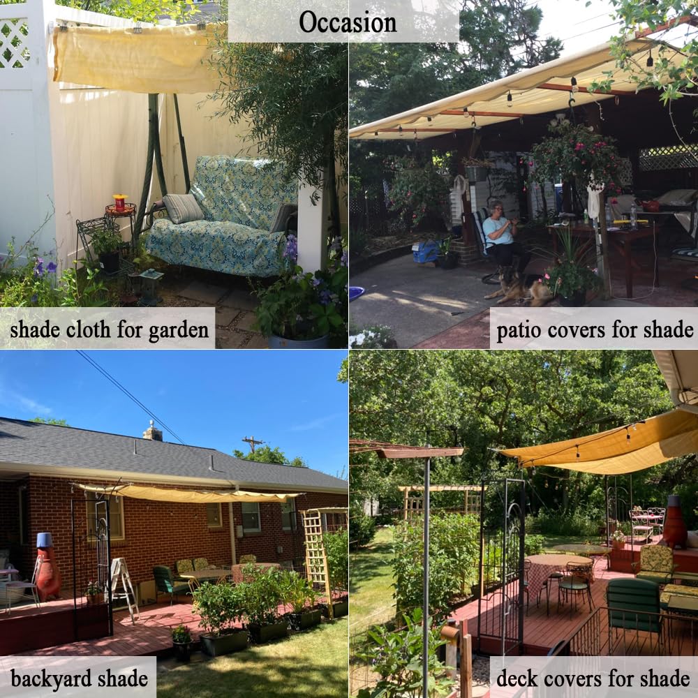 JUNKOGO 90% Sun Shade Cloth, 10x15ft Pergola Shade Cover with Reinforced Grommets, Shade Fabric Privacy Screen Cover Canopy with UV Protection for Pergola, Patio, Garden, Porch, Deck, Backyard JUNKOGO