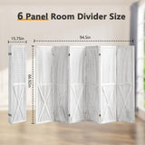 ALeesing 6 Panel Room Divider, 5.6Ft Pegboard Display Wood Folding Privacy Screens, Room Divider Peg Board Display Freestanding for Trade Show Craft Show Home Wall Organizer, Retro White ALeesing