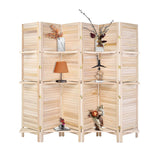 Bonnlo 6 Panels Wood Room Divider with Shelves, 6 FT Height Folding Privacy Screens, Indoor Freestanding Room Partition Wall Divider, Hinged Space Separator (Natural, 6 Panel) Bonnlo