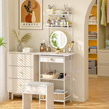 3IngSeagulls Small Vanity Desk Without Mirror, Makeup Vanity Table for Small Space, Compact White Dressing Table with Fabric Drawers, Makeup Vanity with Storage for Bedroom, White, 23.6in（W） 3IngSeagulls