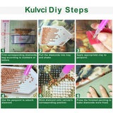 Kulvci Cat Diamond Painting Kits for Adults, Round Full Drill Diamond Art Kits, 5D DIY Diamonds Crafts for Home Wall Decoration Gifts 12×16Inch Kulvci