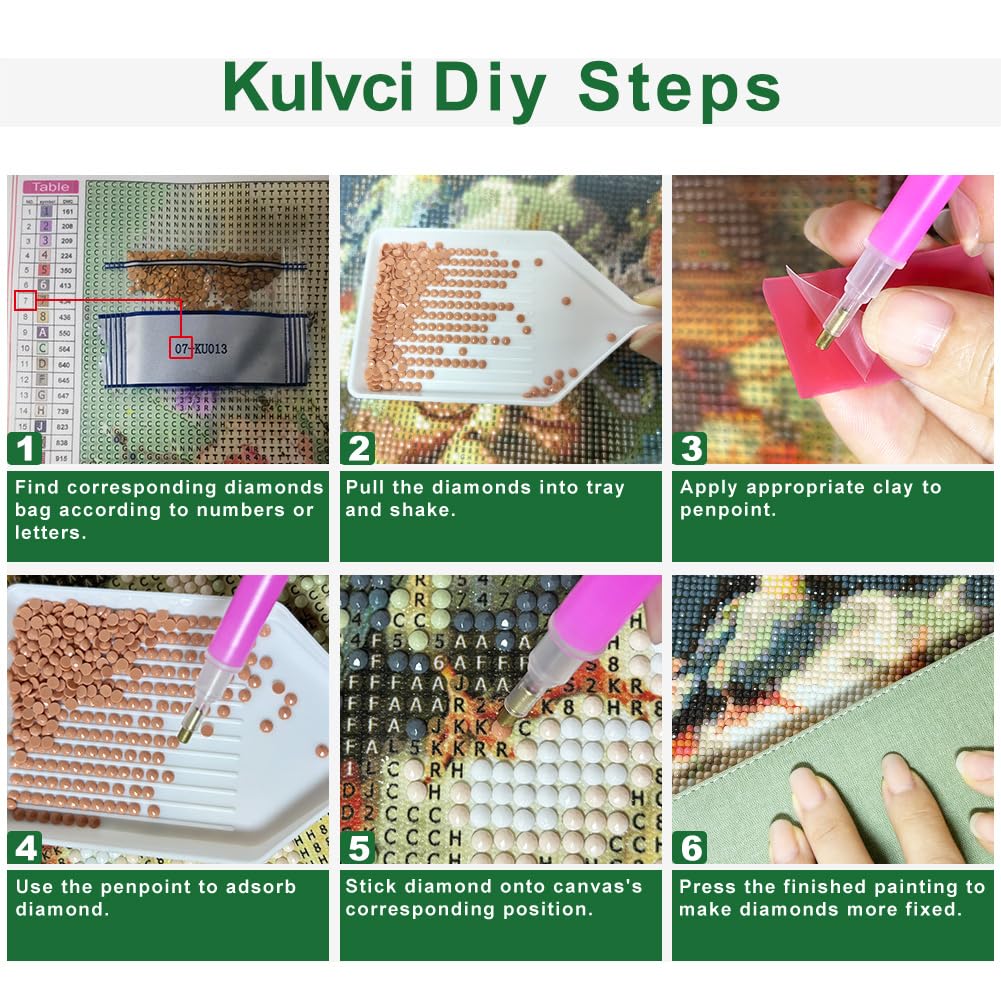 Kulvci Dog Diamond Painting Kits for Adults, Diamond Art Kits for Beginners, 5D DIY Full Drill Gem Craft for Home Decor Gift 12x12inch Kulvci