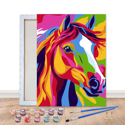 Bimkole Framed Paint by Numbers Kit for Adults Oil Painting Horse, DIY Oil Painting Kit on Canvas with Paintbrushes and Acrylic Pigment for Beginner, for Home Wall Decor 8x12inch/20x30 cm