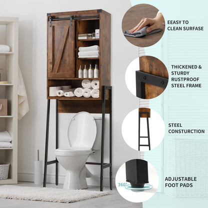 Homajor Over The Toilet Storage Cabinet,Over Toilet Bathroom Organizer,Above Toilet Storage Cabinet,Bathroom Storage Cabinet Over Toilet,with Adjustable Shelf,Sliding Door(Brown)