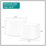 kevinplus White Round Nesting Coffee Table Set of 2 Modern Drum Side Table End Table for Living Room, Wood Circle Embossed Design Coffee Table Contemporary Living Room Table Set, Matte White kevinplus