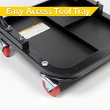 MaxWorks 50875 Mechanics Roller Seat, 250 LBS Capacity Padded Rolling Workshop Stool with Tool Tray Storage for Garage, Shop, Auto Repair MaxWorks