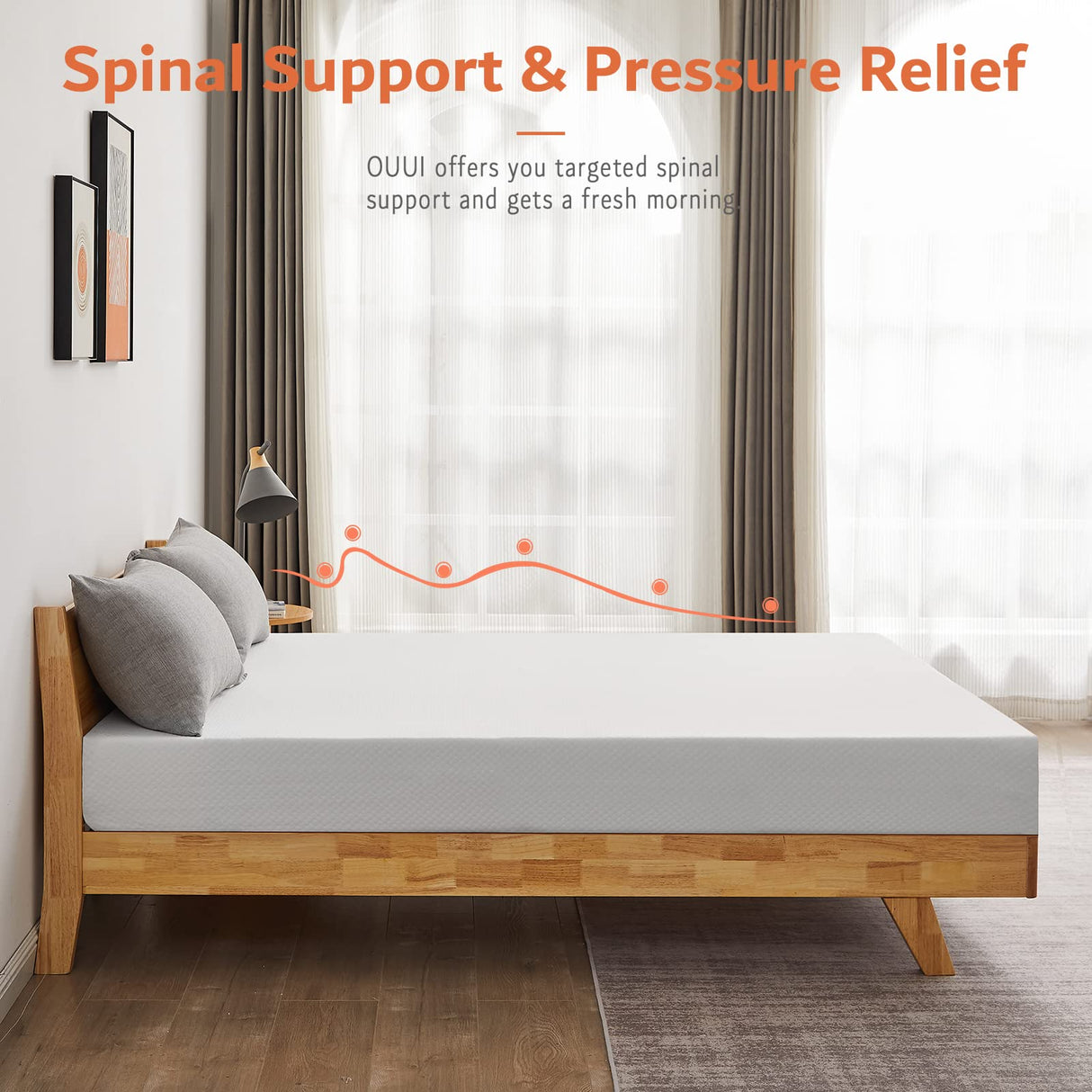 OUUI Queen Size Mattress, 5 Inch Queen Gel Memory Foam Mattress for Cool Sleep & Pressure Relief Breathable Cover Medium Firm Mattress in a Box, White, CertiPUR-US Certified OUUI