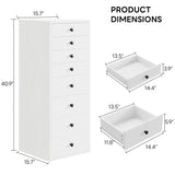 LIKIMIO Tall Dresser, Small Dressers with 8 Storage Drawers, Chest of Drawers for Organizing, Tall Narrow Dresser for Bedroom, White LIKIMIO