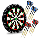LinkVisions Sisal/Bristle Dartboard with Staple-Free Bullseye 17.8” x1.5 and 12 Steel Tip Darts 18g, Dartboard Mounting Kits Included LinkVisions