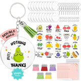 YOPPIX 140 PCS Acrylic Keychain Blank Set, Fruit Double-Sided UV DTF Stickers Acrylic Keychain Making Kits for Vinyl DIY Craft Project Employee Appreciation Gifts YOPPIX