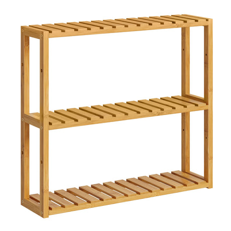 SONGMICS Bamboo Bathroom Shelf, 3-Tier Adjustable Plants Rack, Wall-Mounted or Stand, in the Living Room, Balcony, Kitchen, 5.9 x 23.6 x 21.3 Inches, Natural UBCB13Y SONGMICS