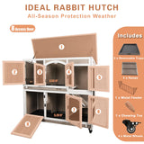 Gowoodhut 47"L Rabbit Hutch Indoor Wooden 2 Story Rabbit Large Bunny Hutch Outdoor Bunny Cage on 4 Metal Wheels and 2 Deeper Pull Out Trays, Ramp,Guinea Pig Pet House for Small to Medium Animals,Grey Gowoodhut