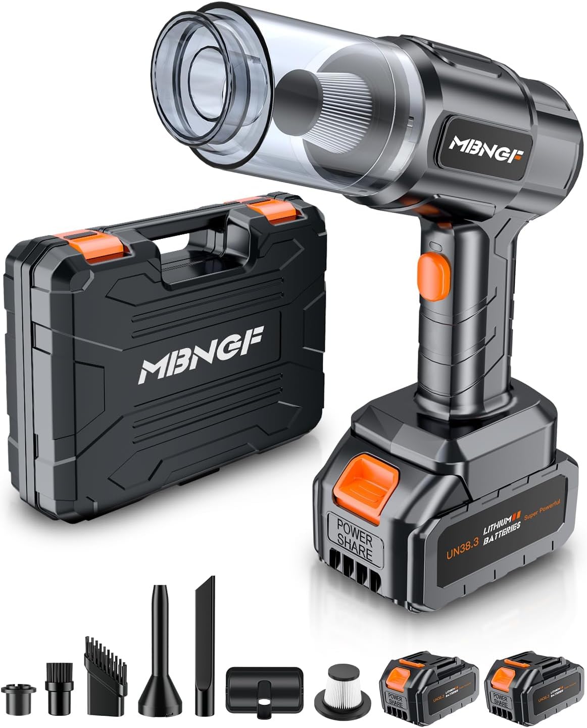 MBNGF Car Vacuum Portable Cordless, 35000PA High Power Suction & Blower, Wireless Handheld Vacuum Cleaner for Car, Home, Office, Pet(Ink Black) MBNGF