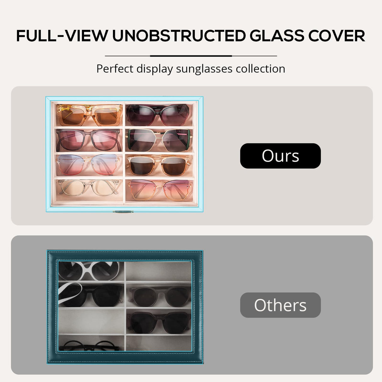 ProCase Wooden Sunglasses Organizer Trays for Men Women, Narrow Frame Glass Display Case Multiple Eyewear Eyeglass Holder Storage Box -White ProCase