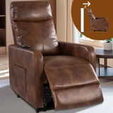Cfvyne Zero Wall Power Recliner Chairs, Small Recliner for Small Spaces and Petite People Man Woman (1, Light Brown Faux Leather) Cfvyne