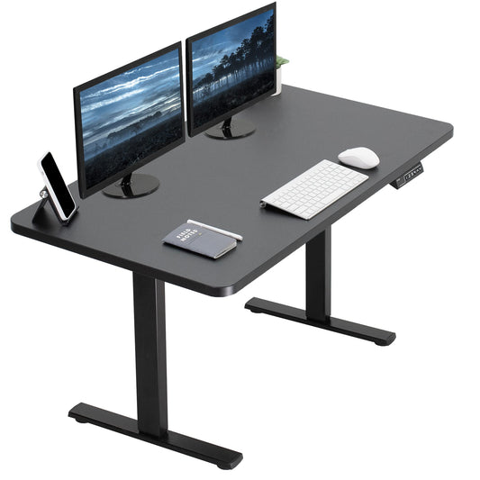 VIVO Electric 43 x 24 inch Standing Desk Workstation, Memory Controller Height Adjustment, 1B Series, One-Piece Black Top, Black Frame, DESK-KIT-1B4B