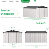 U-MAX 10x14 Shed, 14x10 Metal Outdoor Storage Shed, Large Outside Storage Garden Sheds & Outdoor Storage Clearance, Tool Shed Lockable for Backyard, Patio and Outside Use in White U-MAX