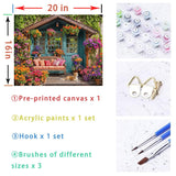Flower House Paint by Numbers Kit for Adults Garden Adult Paint by Number Kits On Canvas Dog Village Oil Painting Kit for Beginners Adults' Paint-by-Number Kits for Gift Home Wall Decor 16x20 Inch Lovepefe