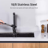 Kitchen Tongs, U-Taste 7/9/12 inches Cooking Tongs, with 600ºF High Heat-Resistant Non-Stick Silicone Tips, 18/8 Stainless Steel Handle, for Food Grill, Salad, BBQ, Frying, Serving, Pack of 3(Black) U-Taste