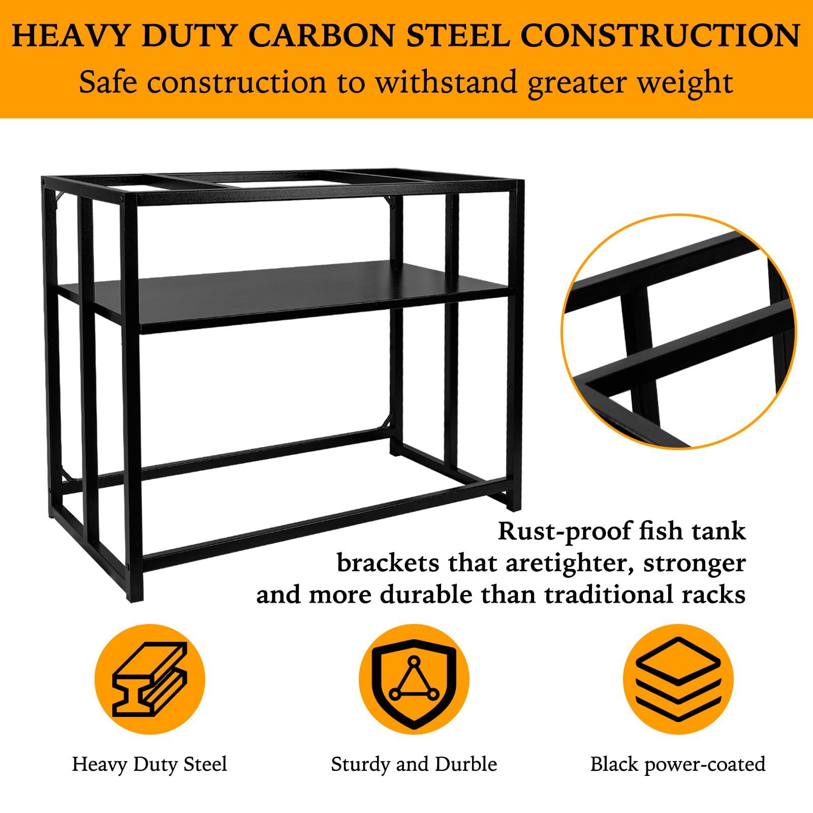 Umisu Fish Tank Stand Metal Aquarium Stand 40 Gallon 36.5" x 18.5" x 29.5" Aquarium Turtle Tank Stand,Double-Layer Detachable Design - WoodArtSupply