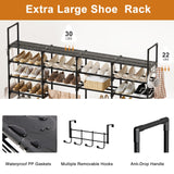 WOWLIVE 4 Row 9 Tiers Extra Large Shoe Rack 72-80 Pairs Big Tall Metal Shoe Shelf, Heavy Duty Organizer for Closet Entryway, Boot Rack Storage Stackable Stand for Garage Black WOWLIVE