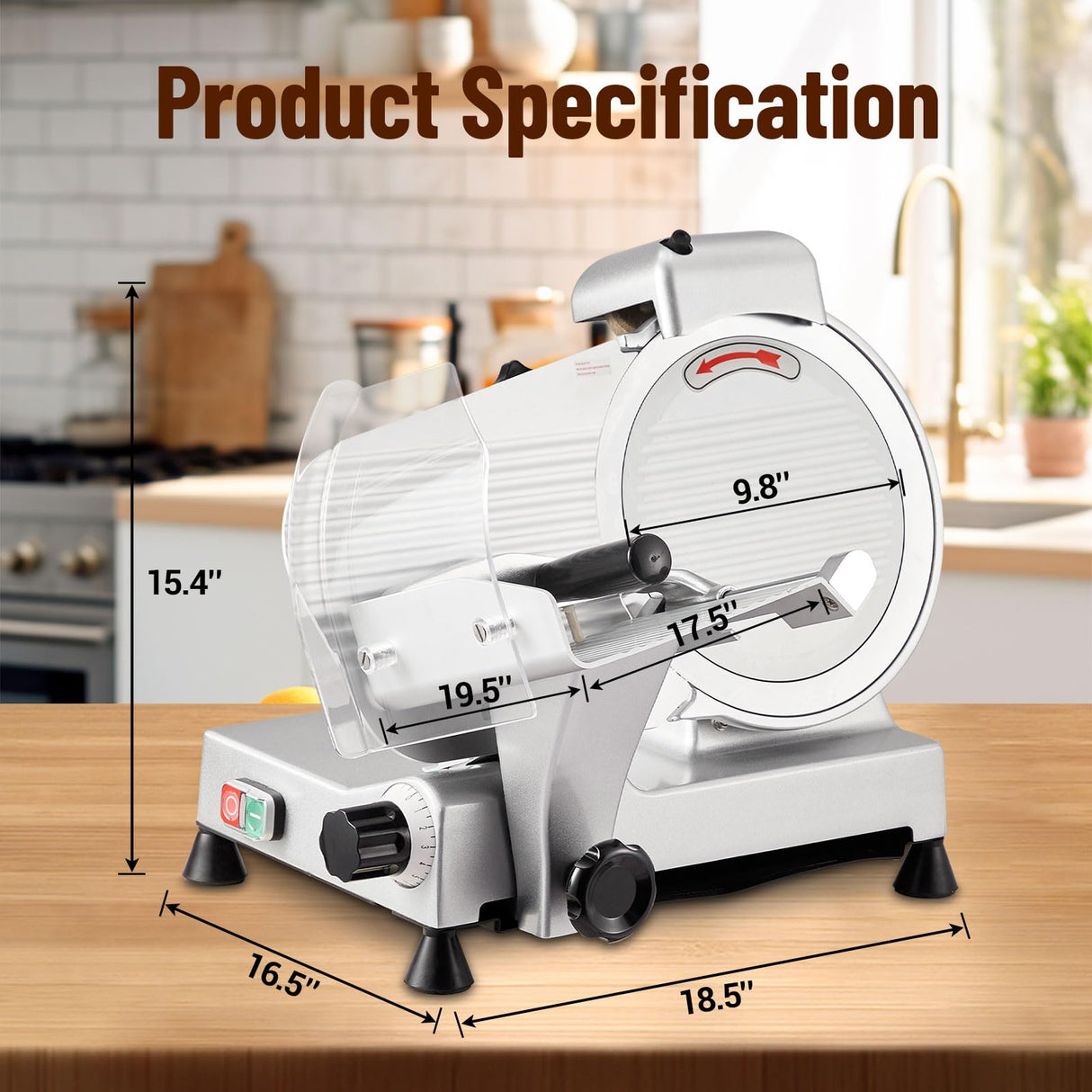 Takywep Electric Meat Slicer, 10" Non-sticky Stainless Steel Blade, Electric Frozen & Deli Meat Cheese Ham Food Slicer with Sharpening Stone, Adjustable Slice Thickness, for Commercial and Home, 240W Takywep