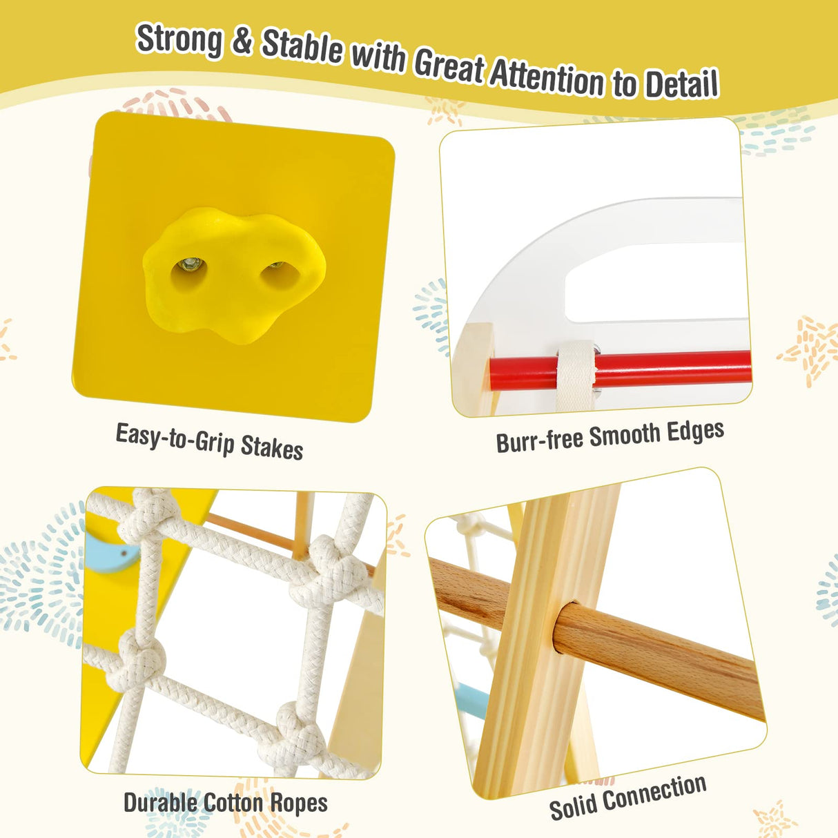 Costzon Indoor Jungle Gym, 8-in-1 Montessori Climbing Toys for Toddlers with Slide, Climbing Rock/Net, Monkey Bars, Indoor Wooden Playground Climber Playset for Kids 3-6 Years Birthday Costzon