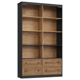 FINETONES 71" Tall Bookshelf with 4 Drawers, 6-Tier Double Wide Bookshelves and Bookcases with Storage, Tall Bookshelf Large Standing Book Cabinet for Home Office, Brown/Black FINETONES