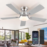 Mpayel Ceiling Fans With Lights and Remote/APP Control,46" Flush Mount Ceiling Fan Dimmable DC Motor，Low Profile Ceiling Fan for Bedroom,Living Room,Brushed Nickel Mpayel