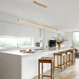 YISDESIGN 59" Natural Wood LED Linear Pendant Light Fixture 40W Led Dining Room Light Dimmable Hanging Light Fixture for Dining Room Kitchen Island Pool Table Lights Natural Wood Color YISDESIGN