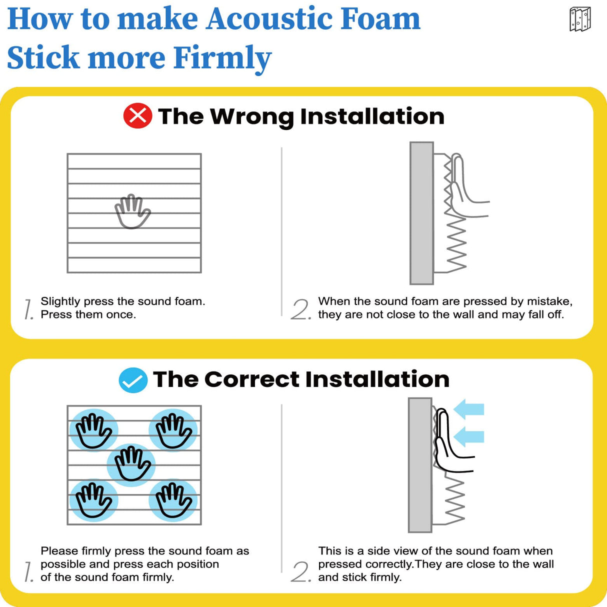 12 Pack Acoustic Panels Self-Adhesive, 1" X 12" X 12" Quick-Recovery Sound Proof Foam Panels, Acoustic Foam Wedges High Density, Soundproof Wall Panels for Home Studio,Carbon Black HEMRLY