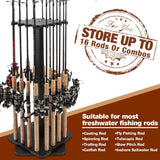 Ghosthorn Fishing Rod Holders for Garage 360 Degree Rotating Fishing Pole Rack, Floor Stand Holds up to 16 Rods Wood Fishing Gear Equipment Storage Organizer, Fishing Gifts for Men Women Ghosthorn