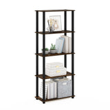 Furinno Turn-S-Tube 5-Tier Multipurpose Shelf Display Rack with Square Tubes, Amber Pine/Black Furinno